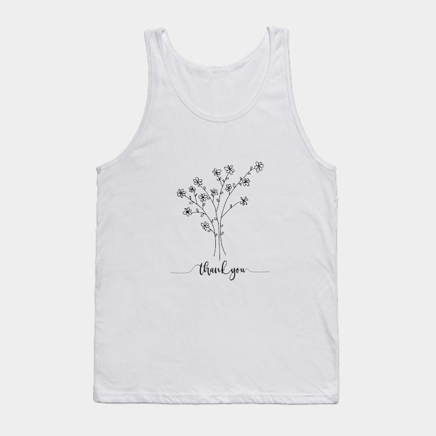 Thank you! Floral Line Art Tank Top by Royal Tings